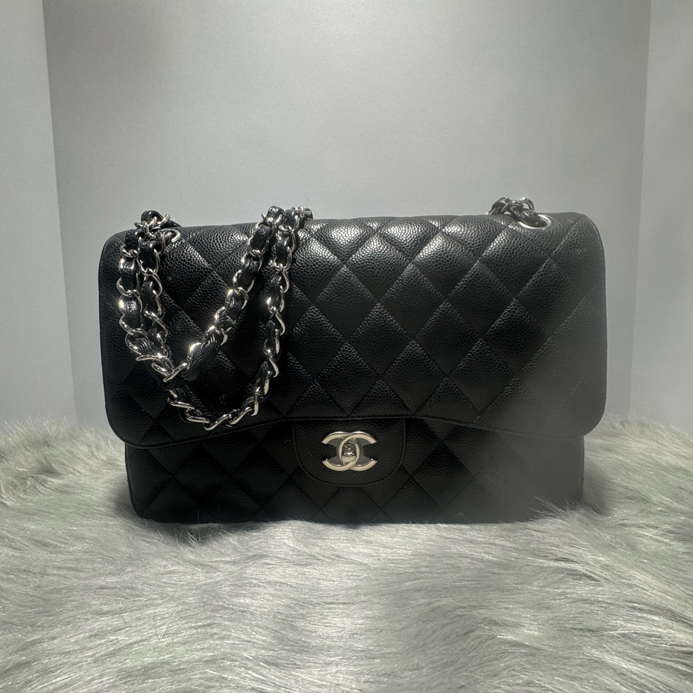 Chanel cavier Jumbo Double Flap Silver Hardware w/COA - Picture 3 of 15